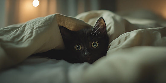 Cat urns: A cat under the covers