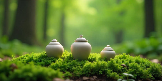 Three biodegradable urns for pets.