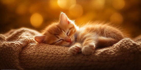 Pet urns for cats: Kitten sleeping on a blanket