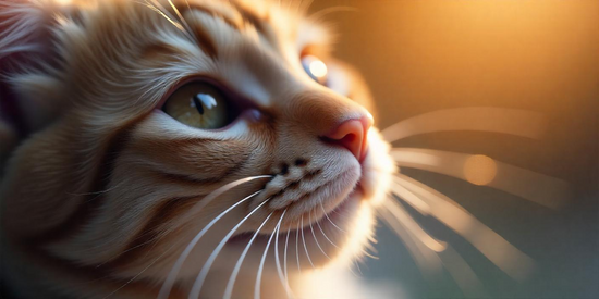 Small orange cat. Close-up.