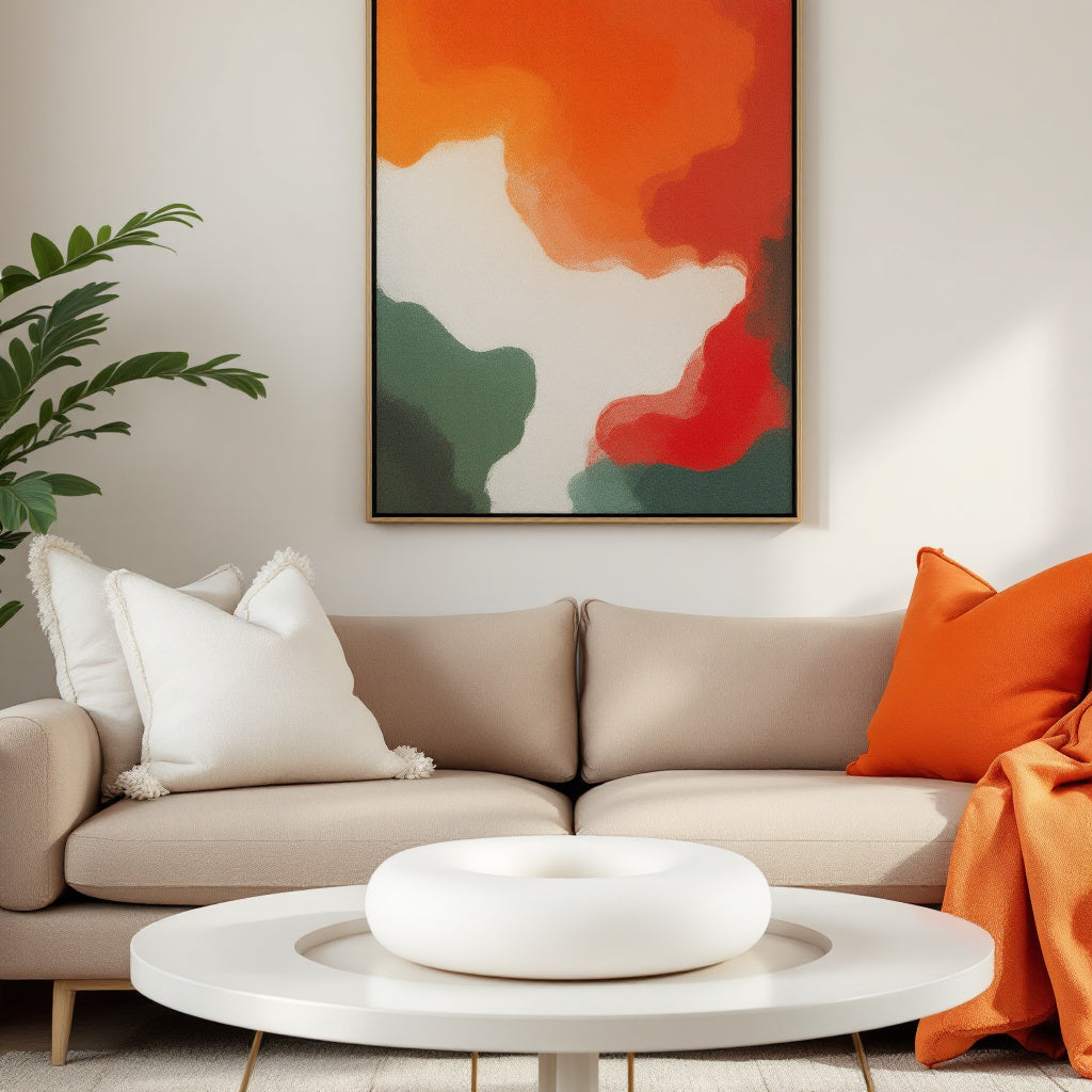 Orbit porcelain pet urn in living room setting