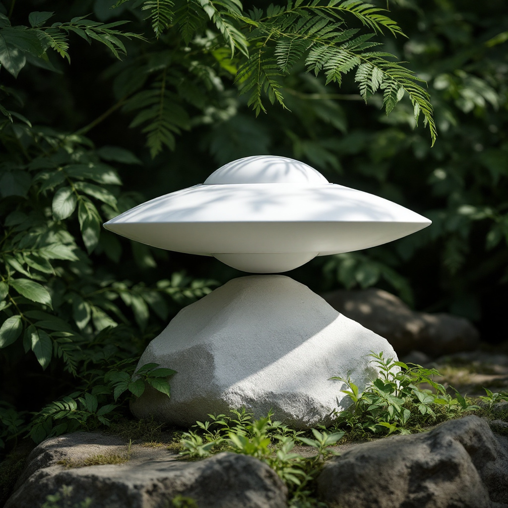 Return pet urn surrounded by ferns